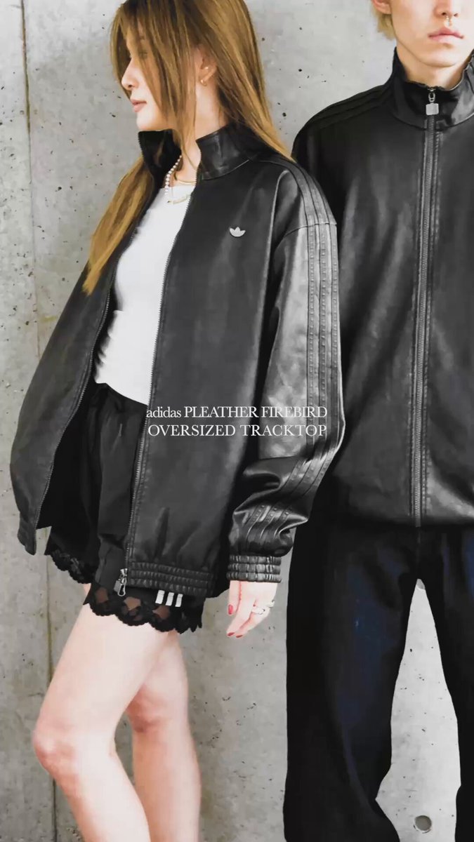 【完売】PLEATHER FIREBIRD OVERSIZED TRACKTOP adidas Pleather Firebird Oversized Track jacket - Black