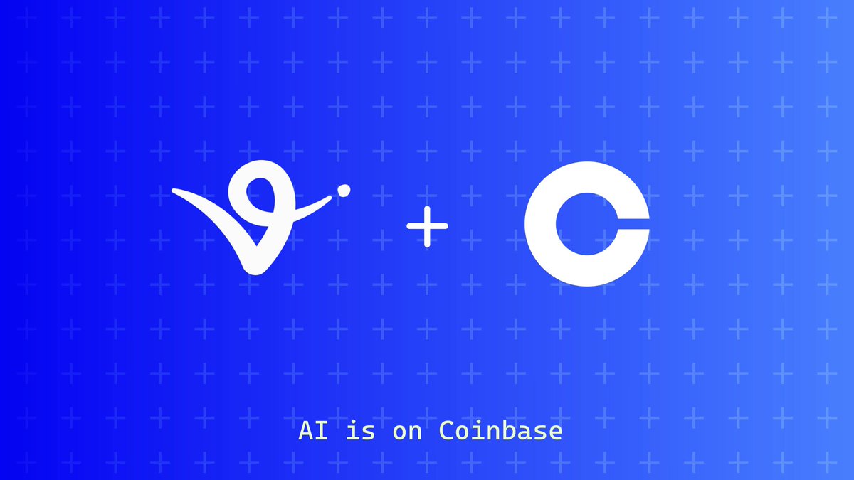 Virtuals Protocol과 Coinbase 로고와 'AI is on Coinbase' 문구