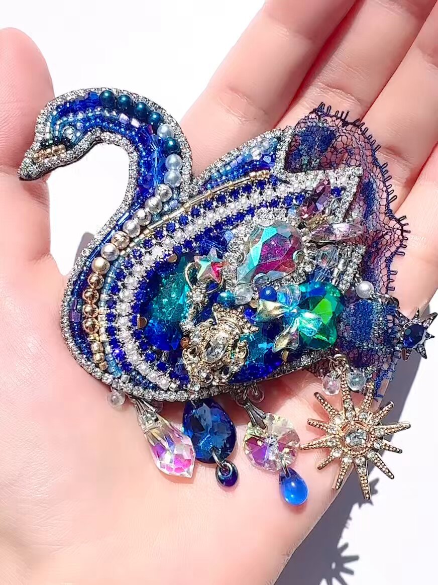 piari ハンドメイド ビーズ刺繍 ネックレス ブローチ バッグチャーム piari