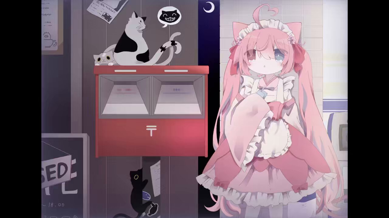 絵画。原画【音楽を聞いてミルクティーを飲むのが好きな猫ちゃん】 絵画。原画【音楽を聞いてミルクティーを飲むのが好きな猫ちゃん