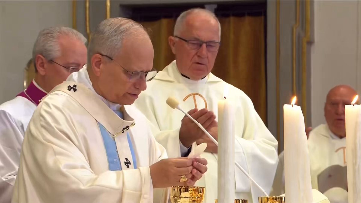 He should be crying indeed, as he is offering not the Holy Catholic Mass but the quasi-Protestant supper service of Paul VI. 