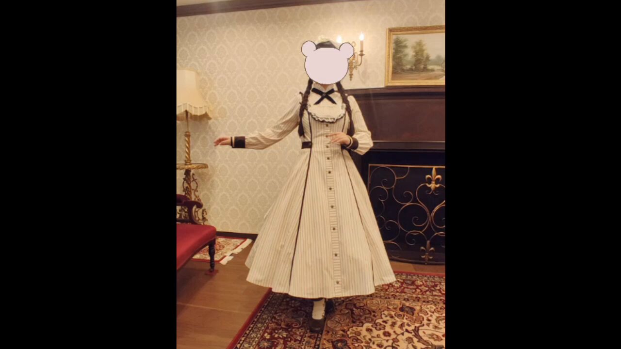 イノセントワールド　フルールバッスルドレス　アイボリー　ショコラ USED】【Mサイズ】フルールバッスルドレス（長袖/アイボリー
