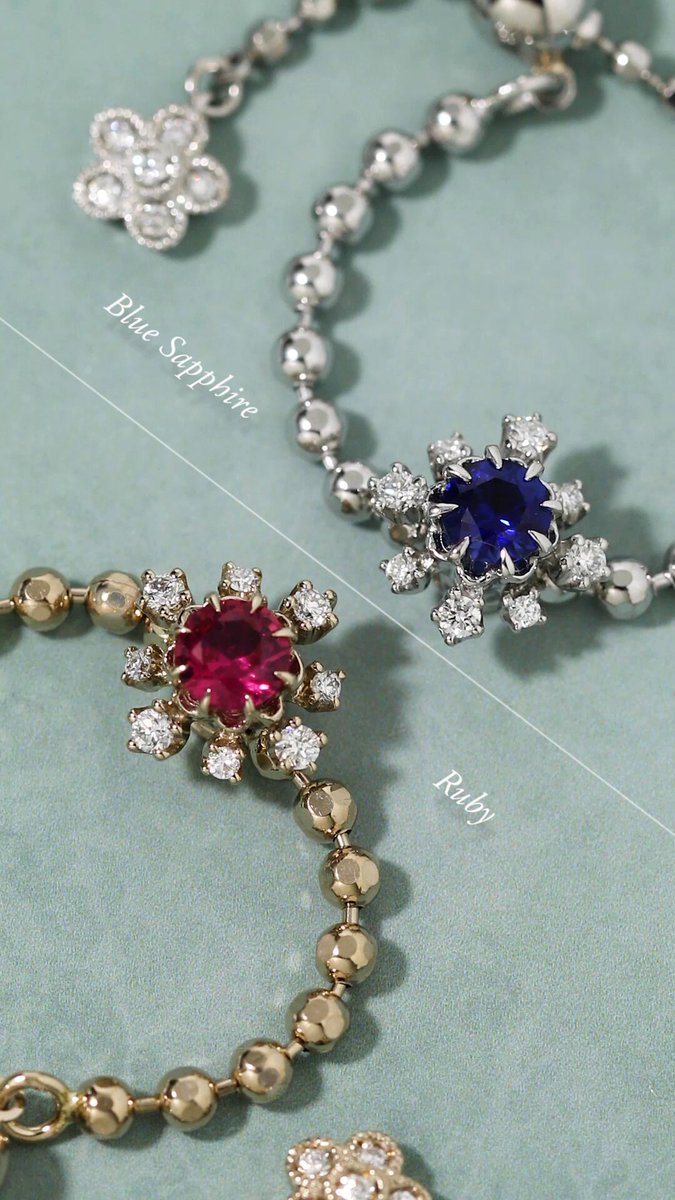 アベリ ブルーサファイアたチェーンリング 美品 fleurs” Blue Sapphire Chain-Ring ブルーサファイアチェーン