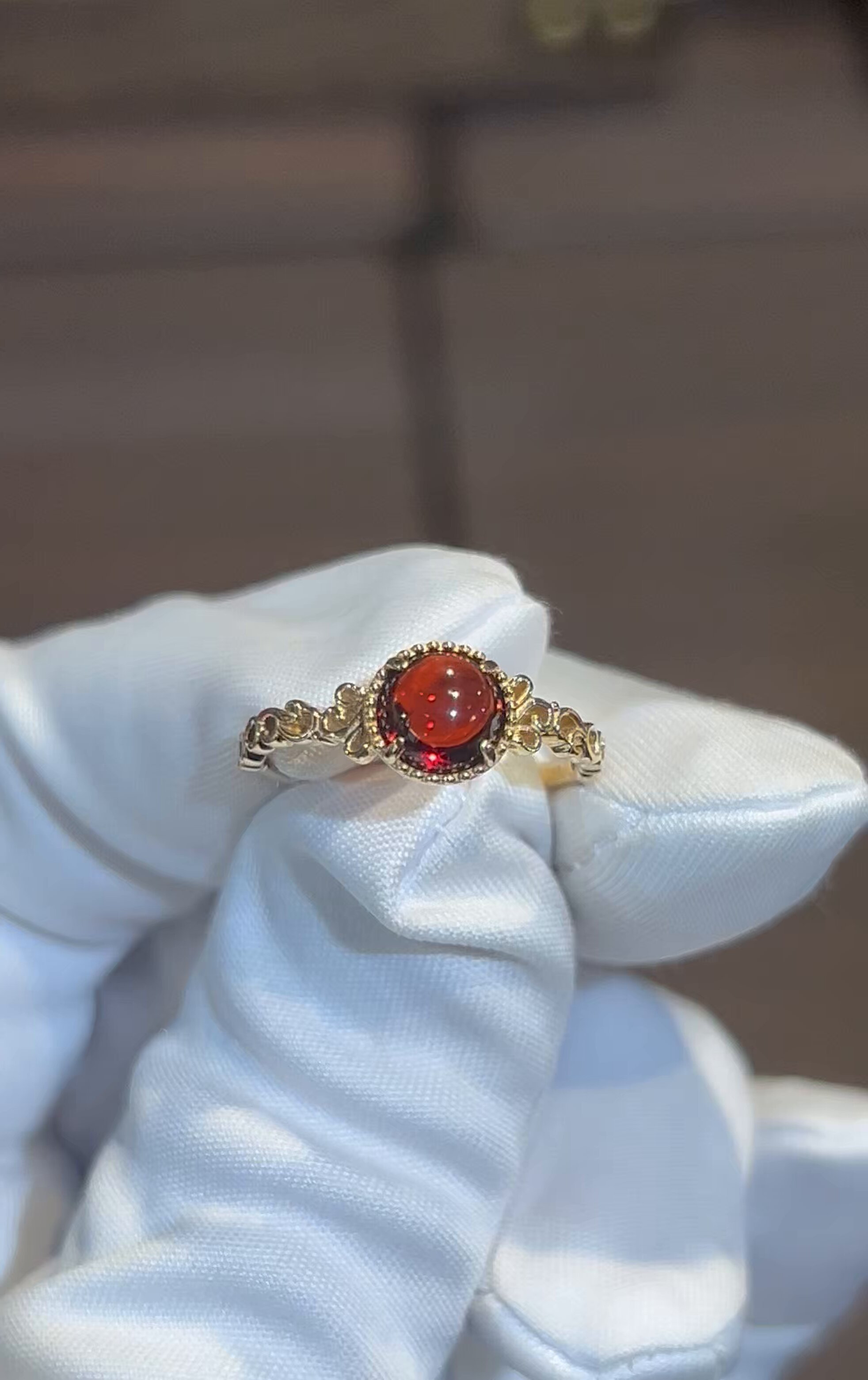 希少♡ガーネット✨ブローチ　ピン　アンティーク　コサージュ　アクセサリー　14k Antique Gallery Soleil アンティークジュエリー / ブローチ