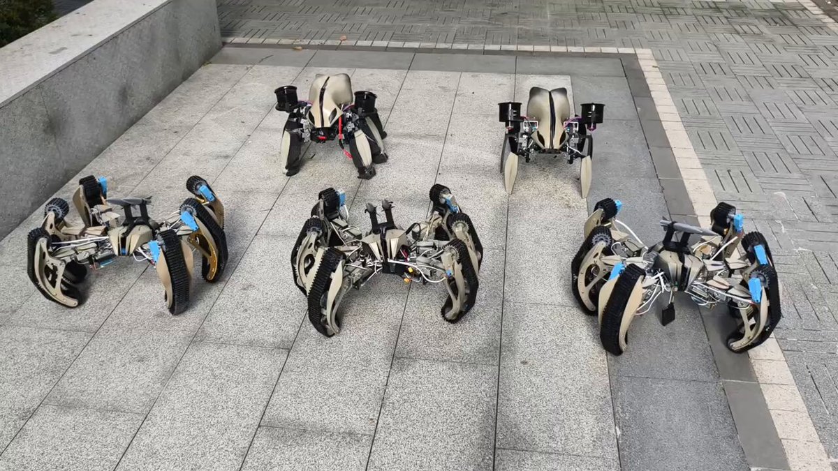 Transforming military robots parade