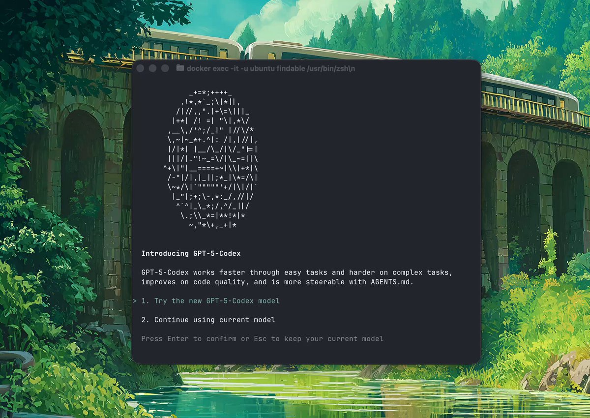 OpenAI Codex CLI

has a slick rotating ascii emblem

for highlighting the new GPT-5-Codex model http