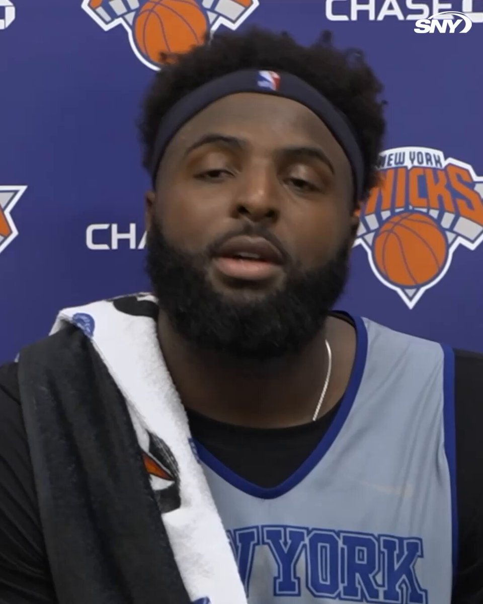Mitchell Robinson is asked about his future with the Knicks since he is on an expiring deal:

"I'm going to come out here and play hard regardless - whether it's my last, my first, just come out here and play hard. I'm also going to let my agent handle that part of it. I'm going to play basketball."

A follow-up question: "Do you expect anything to get done before or do you expect to be a free agent?"

Mitch: "My agent will handle that."

*sidebar from Mitch*: "I learned well, didn't I?" 🤣