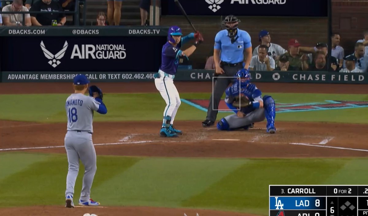 Yoshinobu Yamamoto's 2Ks in the 6th. 7Ks thru 6