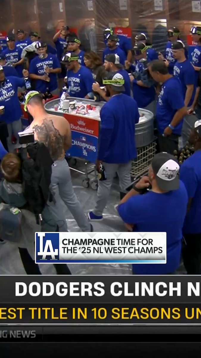 The Dodgers begin their celebration after winning the NL West for the 12th time in 13 years! 🍾

(via @SportsNetLA) 