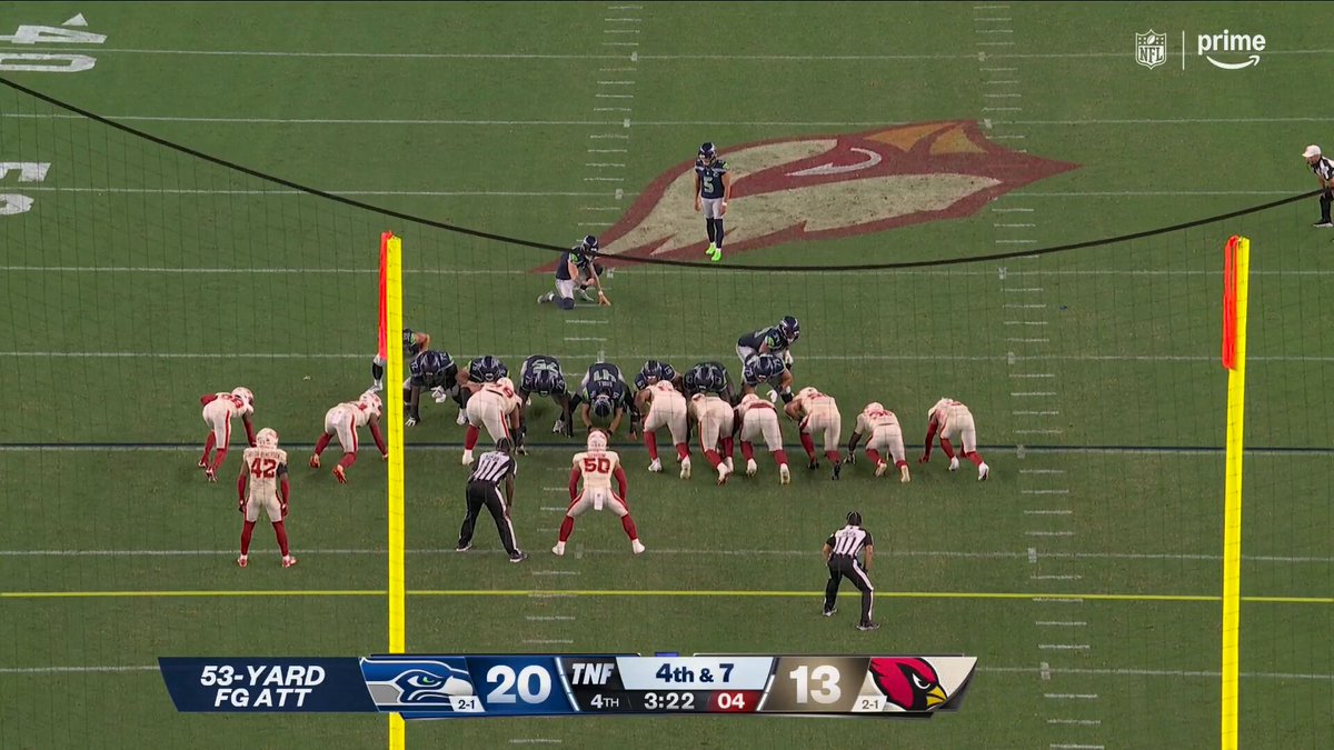 The kick is no good! The Cardinals have a shot down seven 👀

SEAvsAZ on Prime Video
Also streaming on @NFLPlus 