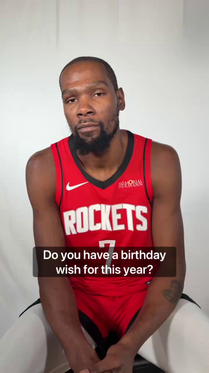 KD's birthday wish?

A healthy & fun season filled with lots of Ws for the Rockets!

Happy Birthday, @KDTrey5! 