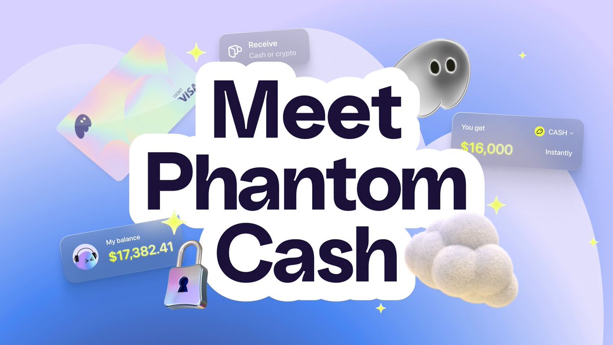 지갑 잔액과 직불카드를 보여주는 Phantom Cash 홍보 이미지