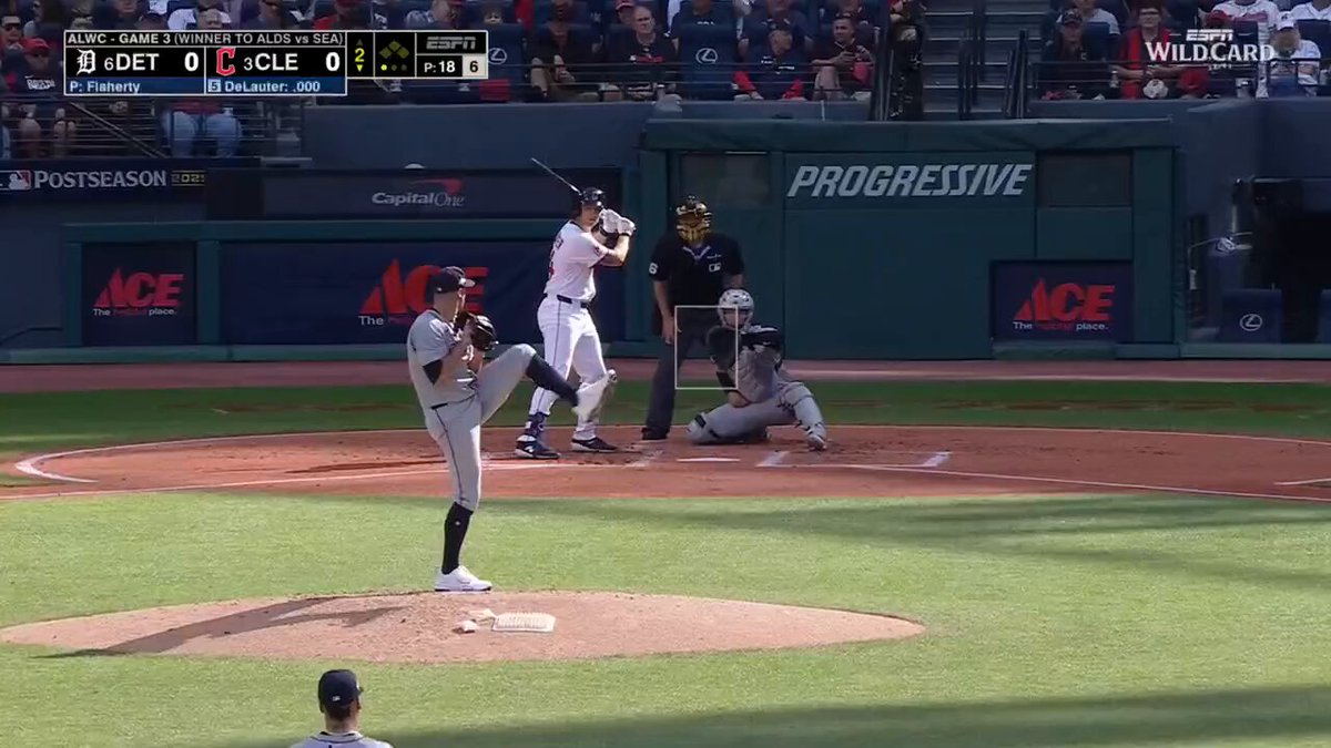 Chase DeLauter's first Major League hit comes in the #Postseason! 