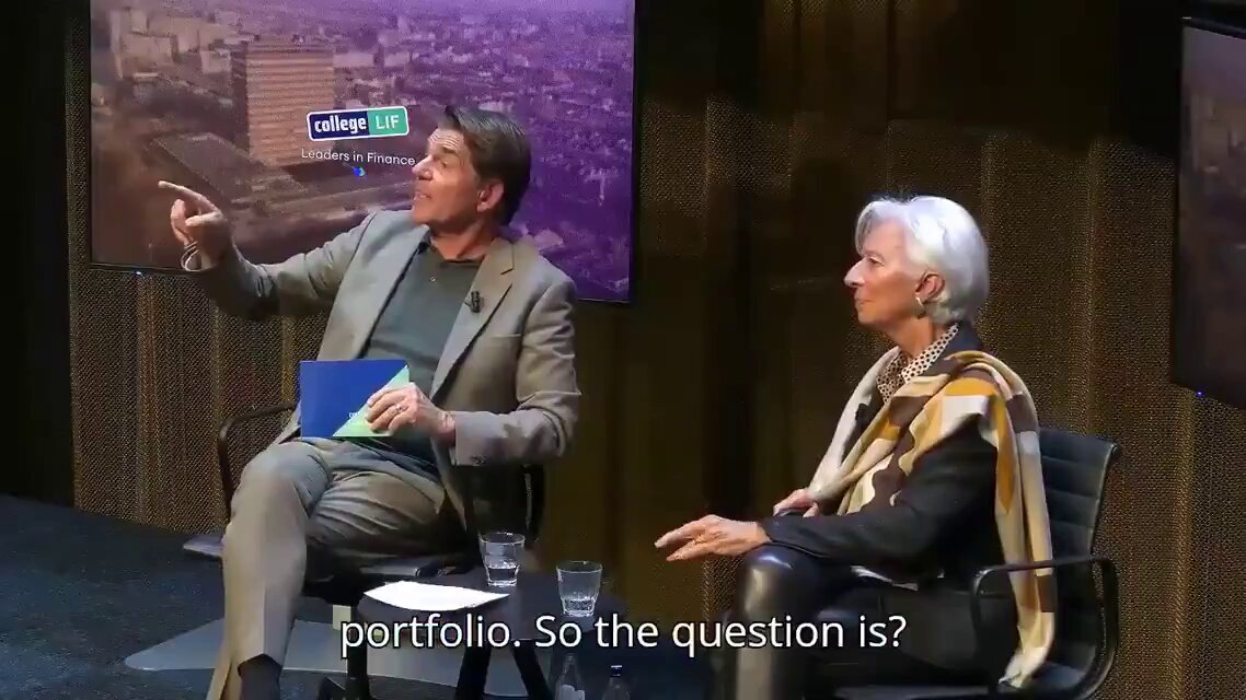 Christine Lagarde discussing Bitcoin in an interview