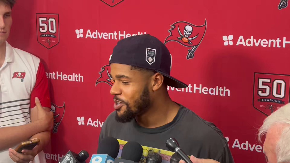 #Bucs WR Sterling Shepard discusses QB Baker Mayfield not being afraid to bite back and how his energy feeds the rest of the team. 