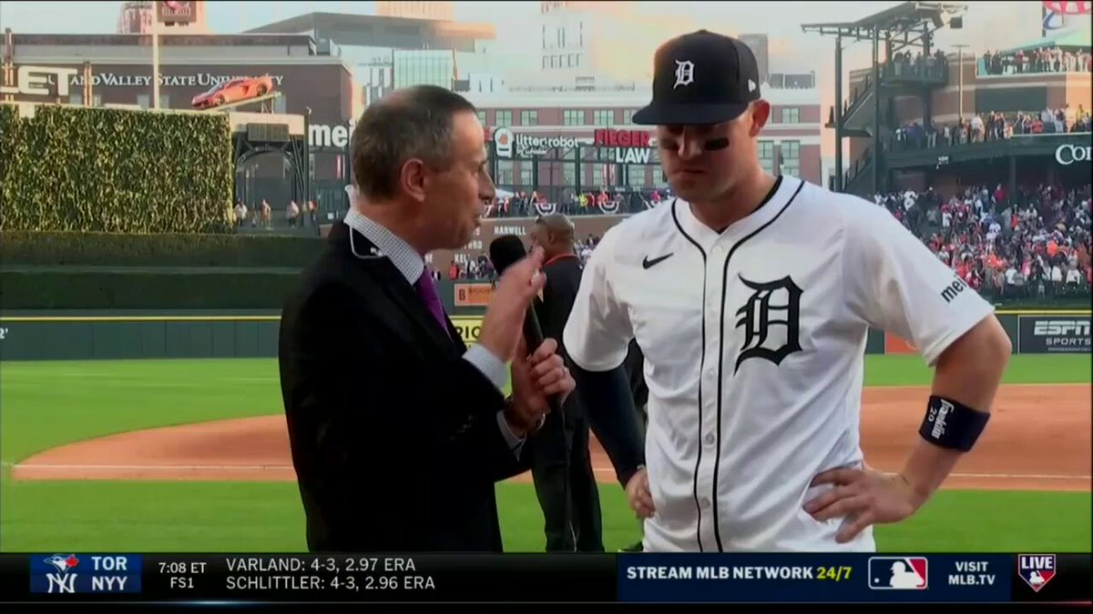 "[The fans] are a lot happier right now." 😅

@jonmorosi caught up with @tigers slugger Spencer Torkelson to talk about Detroit's comeback win in Game 4. 