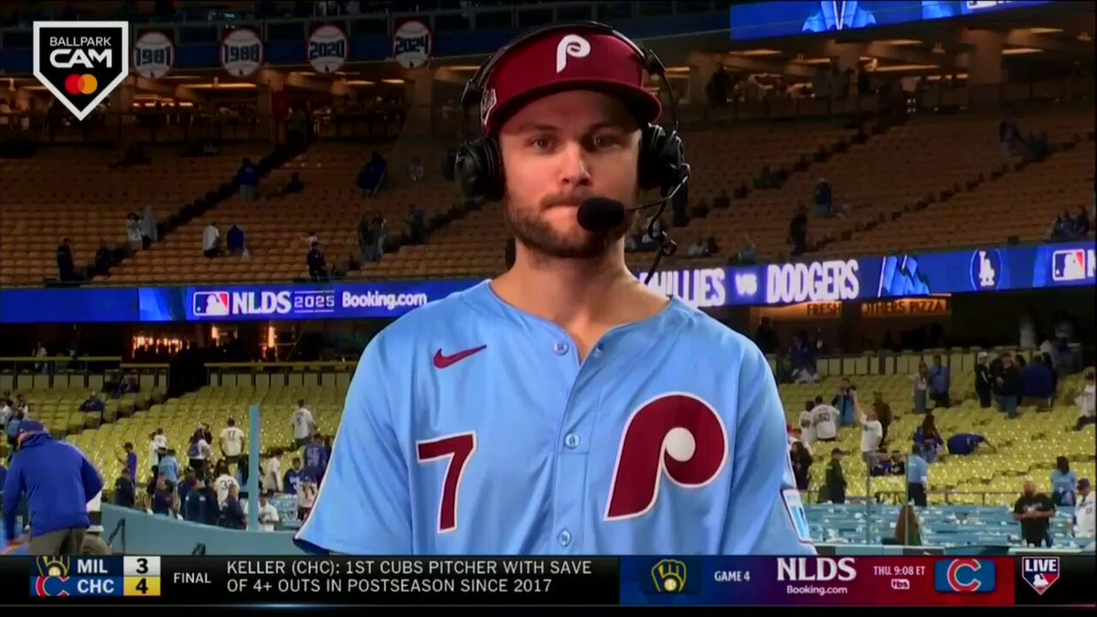 "This is what we played the whole season for."

@Phillies star shortstop Trea Turner joins #MLBTonight to talk about tonight's win over the Dodgers. 