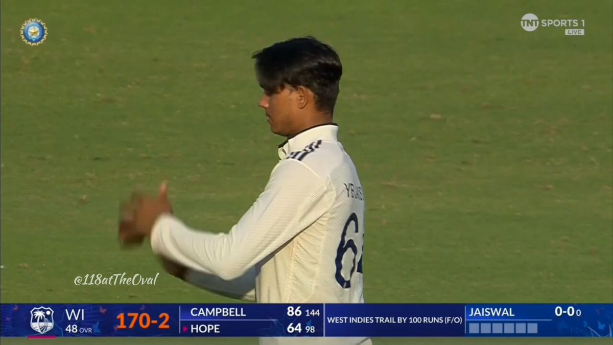 Yashasvi Jaiswal bowling vs WI Picture