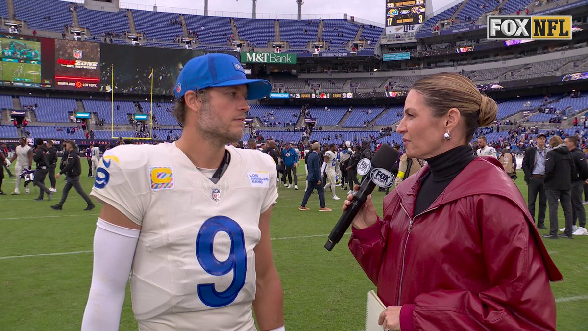 "We came away with a win and got it done." 🫡

@ErinAndrews caught up with Matthew Stafford after the @RamsNFL victory over the Ravens. 