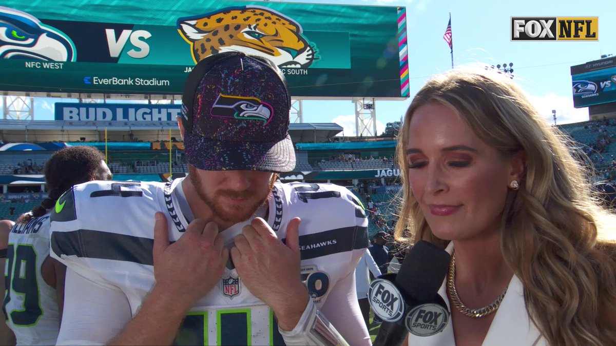 “It was a total team win.”

Sam Darnold spoke with @sarahkustok following the @Seahawks victory over the Jaguars. 