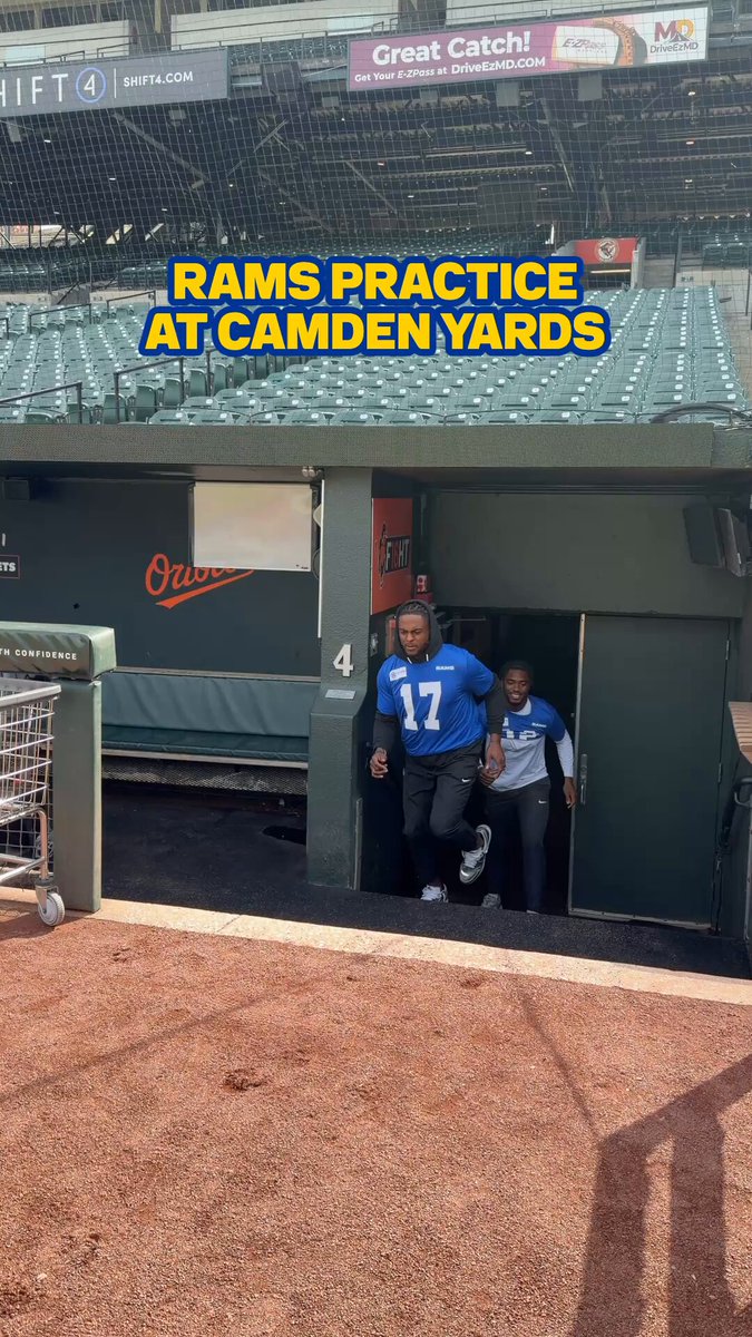 The Rams are enjoying practicing at Camden Yards this week before they head to London 👏

(via @RamsNFL) 
 