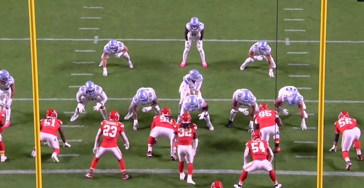 T-formation is useless for a dive because the lead blocker can't get to his assignment on time

That's mostly like a TD if the end was blocked

Right after this was the illegal motion on Goff

Game of inches 