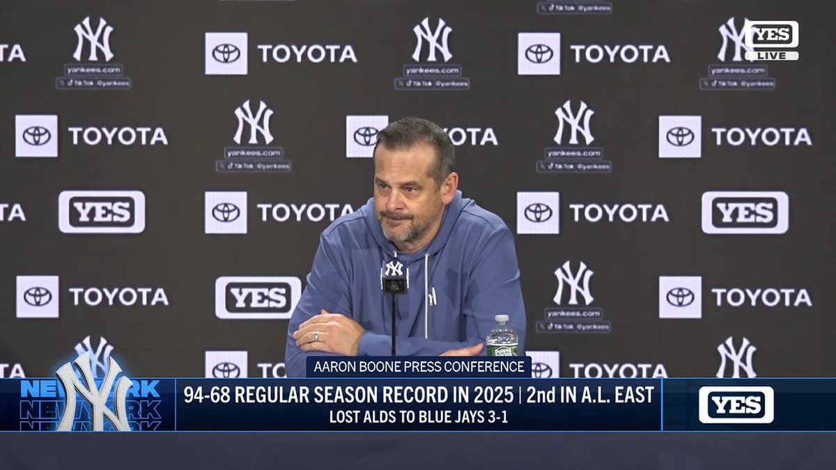 .@JackCurryYES asks Aaron Boone about the ALDS. #YANKSonYES 