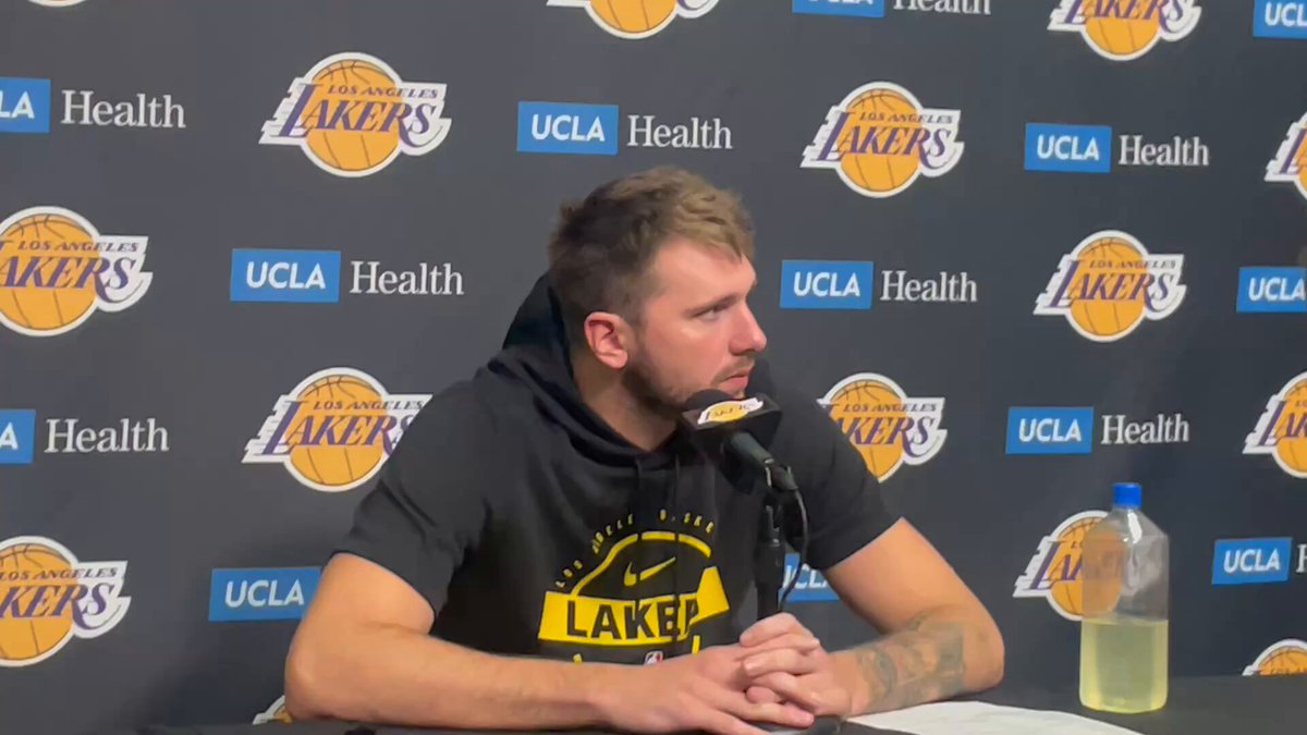 Luka Doncic on LeBron James talking and giving feedback to the group despite not practicing in team drills during training camp 