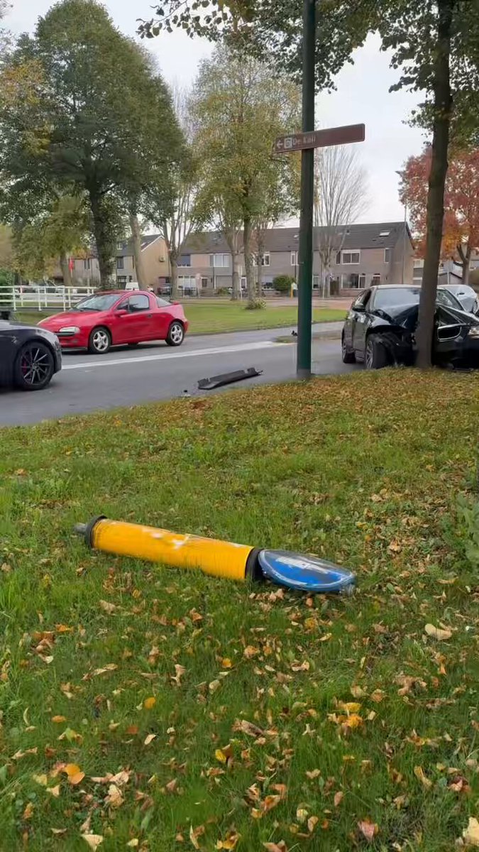 Auto tegen boom op Westsingel in Bunschoten-Spakenburg