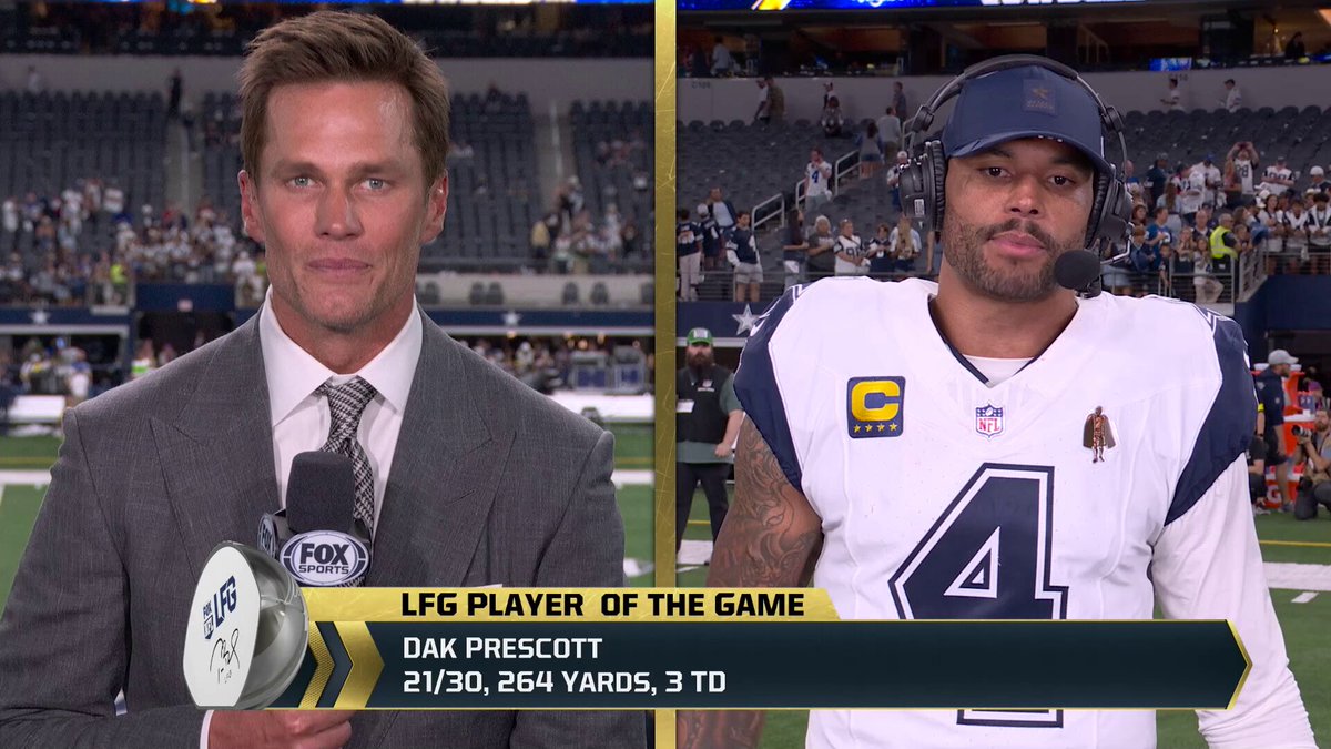 "When we play to what we're capable of doing, we're going to be a very, very tough team to beat."

Congratulations to @dallascowboys QB @dak on being named @TomBrady’s #LFG Player of the Game after an impressive performance! 🤠 