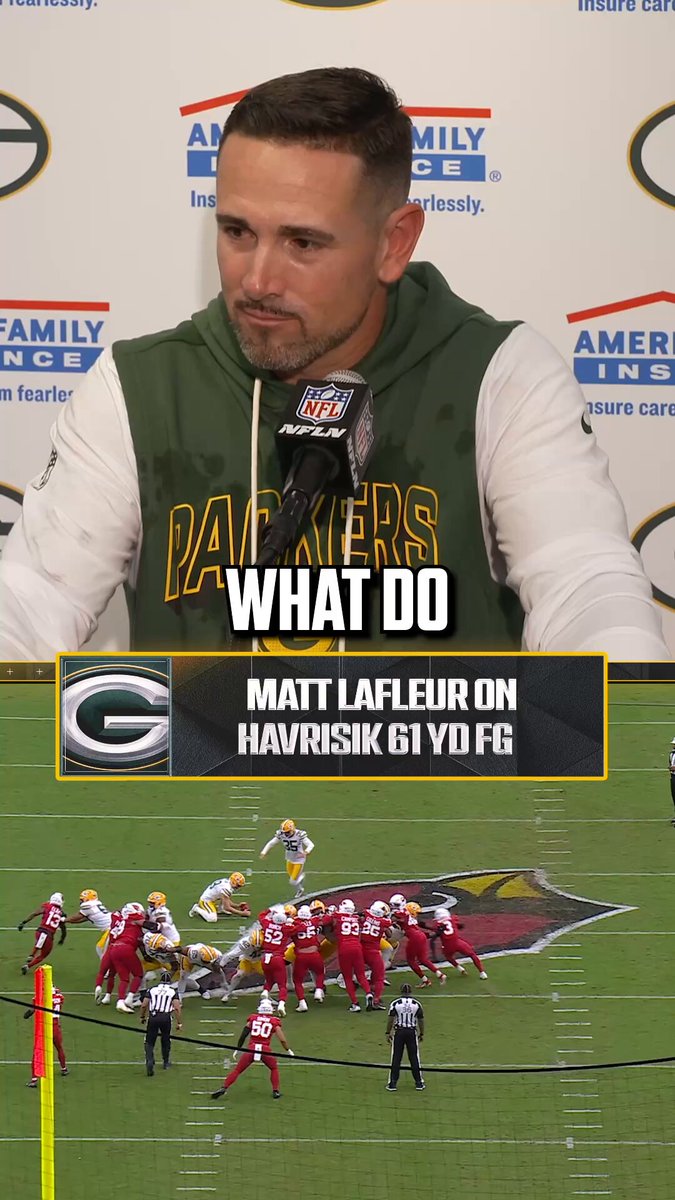 Matt LaFleur reacts to Lucas Havrisik’s 61-Yard Record FG 😳🔥 

(via @packers) 