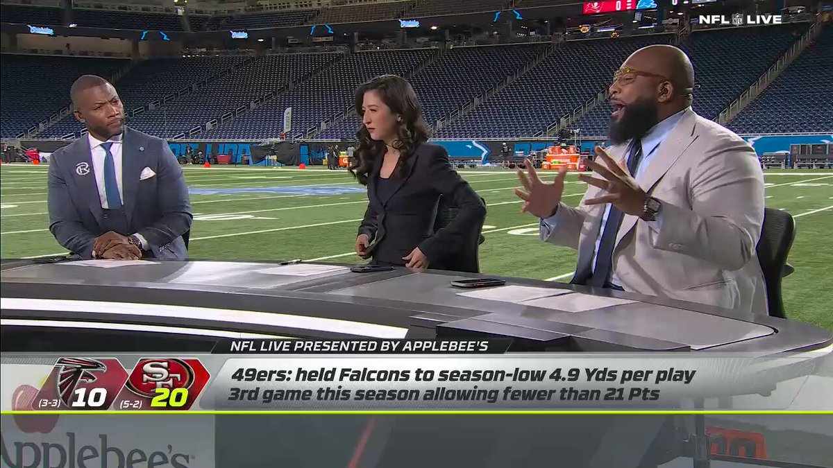 .@Realrclark25 and @mspears96 give 49ers' DC Robert Saleh credit for how prepared the 49ers were despite losing Fred Warner 💪 