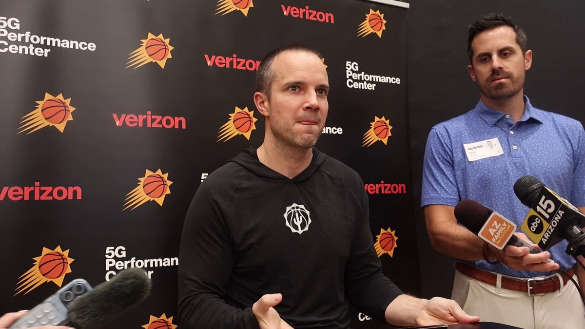 Suns coach Jordan Ott on Jalen Green (hamstring) availability on 3-game road trip: "That's probably too far away at this point. He's progressing."

On rotations: "We'll have a plan for 8, 9 or 10 guys and then adjust accordingly in 2nd half."

On Mark Williams minutes for opener: "There's a competitive target of minutes." #Suns