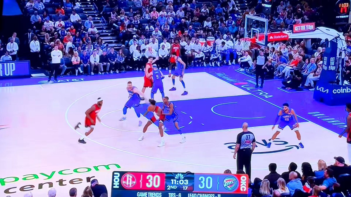 In shades of the Denver series, Caruso is guarding Sengun (like he did Jokic) and similar results 