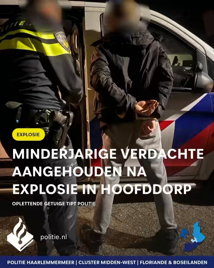 Politie verricht aanhouding na explosie in Hoofddorp