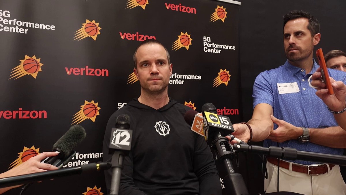 From Tuesday:

"He just said enjoy it."

Suns coach Jordan Ott on what senior adviser Steve Nash told him about upcoming season.

Nash, a Hall of Famer and two-time MVP, is serving in an advisory role this season.

Suns open tonight vs. Kings at Mortgage Matchup Center. #Suns 