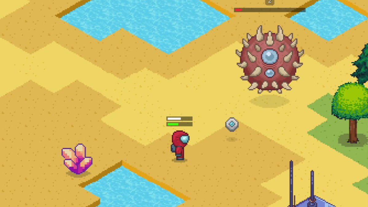 モンスターと対峙するキャラクターを写したBlock Strandingのゲーム内スクリーンショット