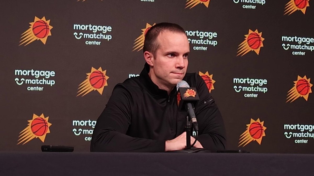 From Wednesday:

"Yeah, someone prepped. I anticipated some water, but I anticipated it on the front end. They got me on the back end. You can get room temperature. That was not room temperature."

Jordan Ott on celebration of first win as an NBA head coach.

Devin Booker: "It's big-time. It's a welcome to the Valley moment."

Booker noted Suns played video with Ott's family and friends congratulating him. 

Ott also received the game ball. #Suns