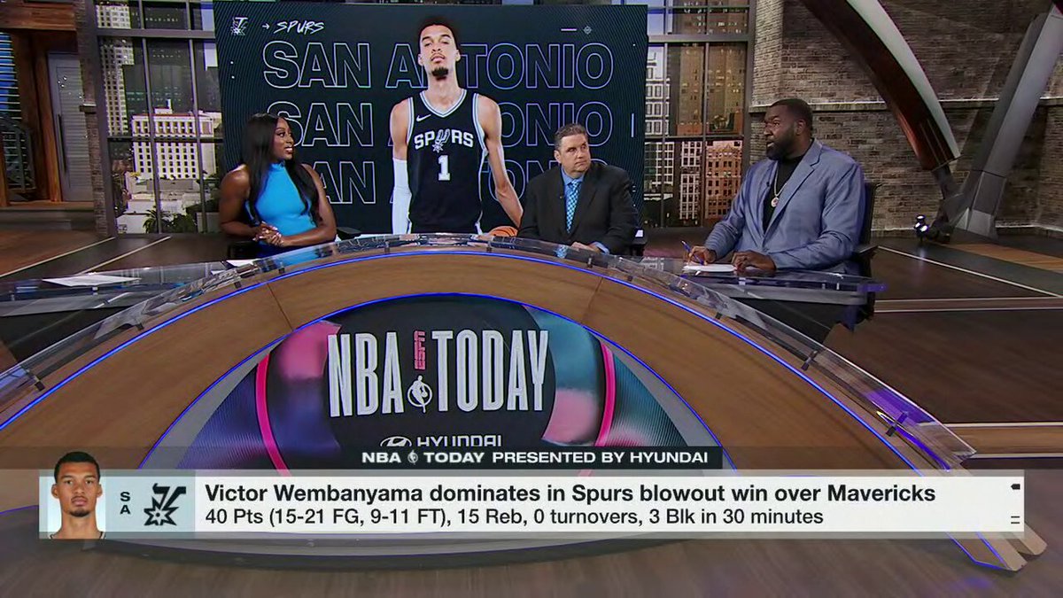 "If Shaq and KD had a baby, you get Victor Wembanyama." 😳

@KendrickPerkins reacts to Wemby and the Spurs after their season-opening win 🏀 