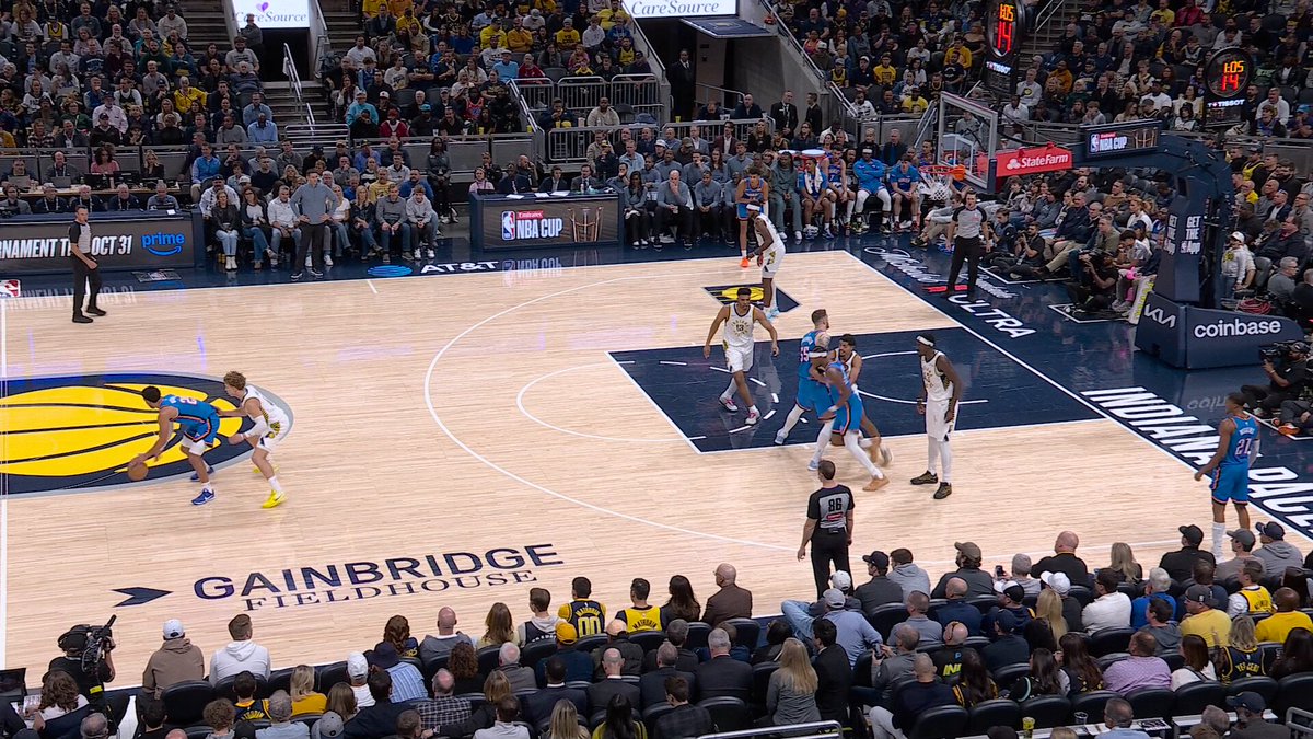 Ajay Mitchell drives for the TOUGH finish plus the foul 😤

