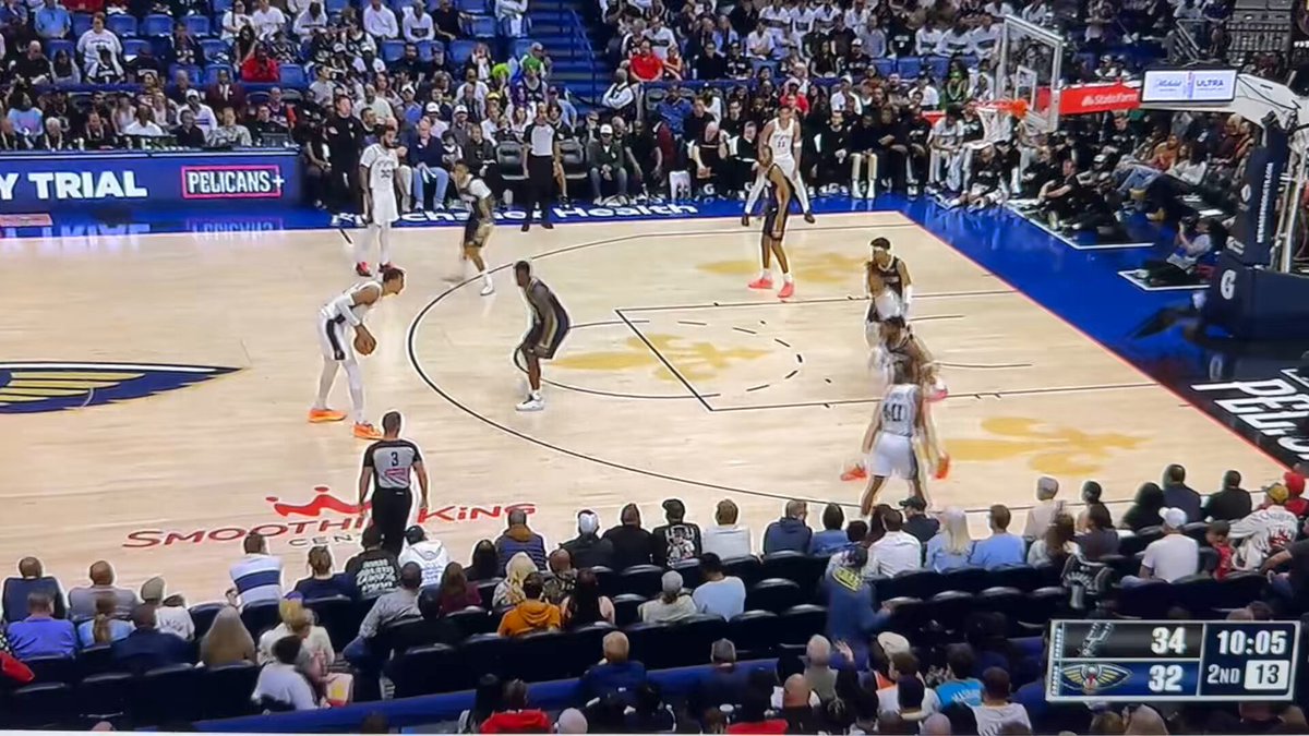 Setting a ball screen for Wemby with their PG. it was over the instant the ball bounced on the first dribble