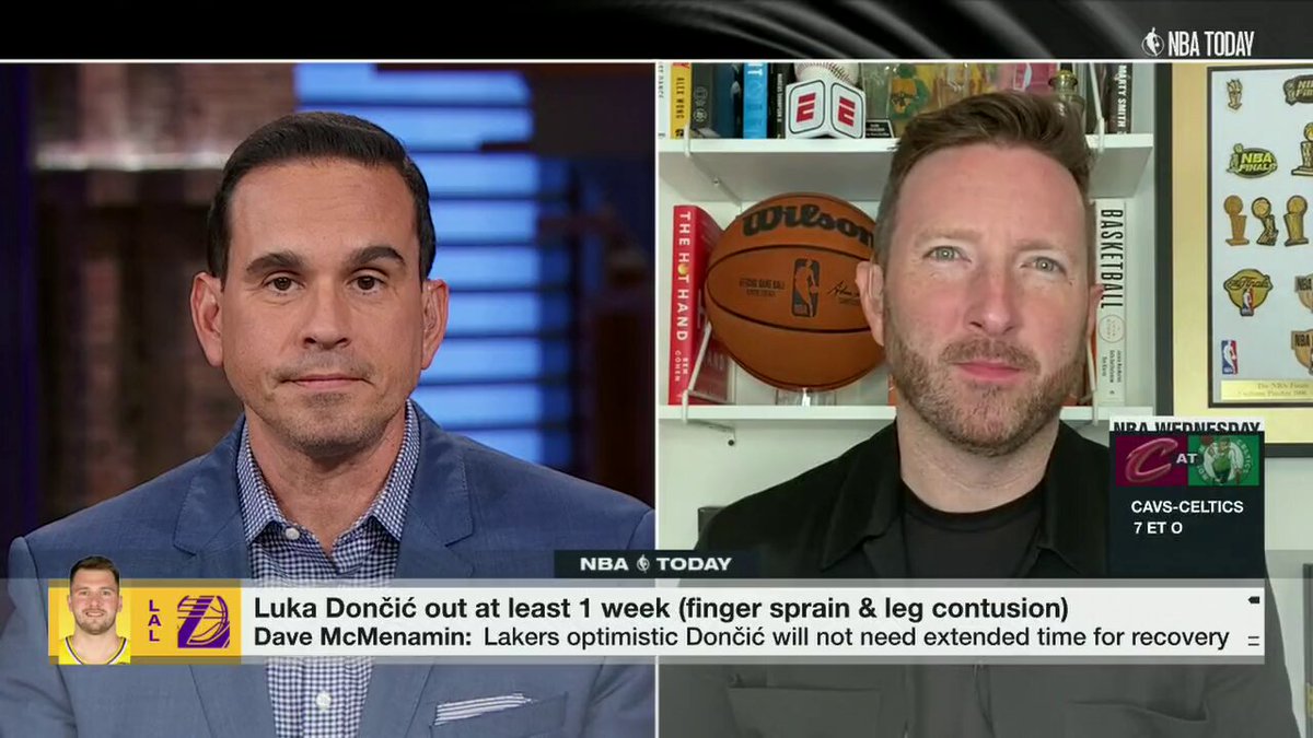 "[The Lakers] believe that giving him some time right now should be enough to address it, and we're talking about Luka back in the lineup next week."

@mcten gives an injury update on Lakers star Luka Doncic 🏀 