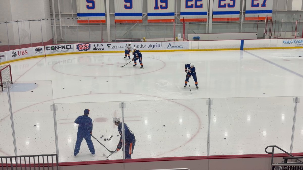 Heavy Shot Heineman ripping pucks ahead of team skate. #Isles 