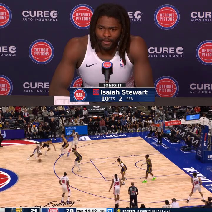 "I think he's seeing that no one is gonna stay in front of his big body."

Isaiah Stewart on Jalen Duren's 31-point & 15-rebound performance 💯  