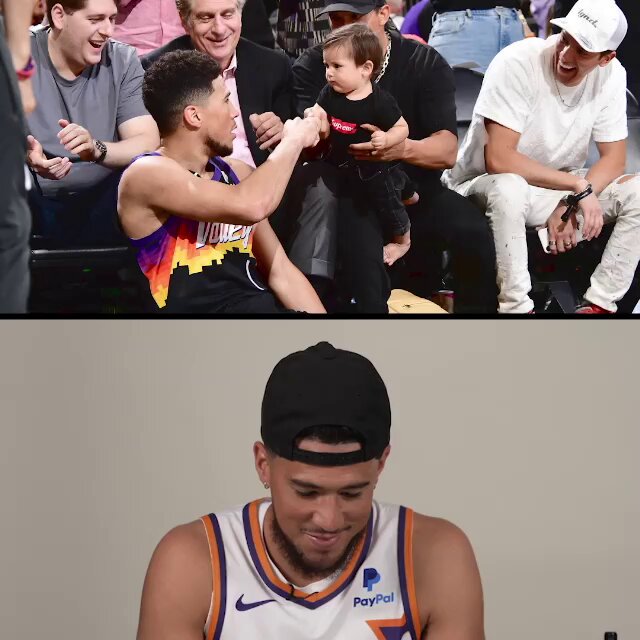 Devin Booker looks back on his iconic fist bump with a courtside baby back in 2022 🤜🤛

Booker, PHX face POR as they seek their 6th win in 7 games as part of Coast 2 Coast Tuesday!

🏀 8:00pm/pt on NBC/Peacock 
📺 Check your local listings 
