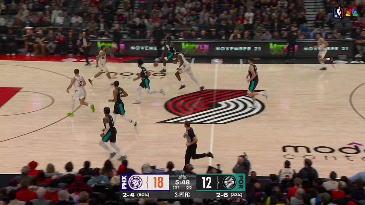 After 4 offensive rebounds by Portland, Shaedon Sharpe cuts to the rim and slams it home 💥

Just pure hustle. 