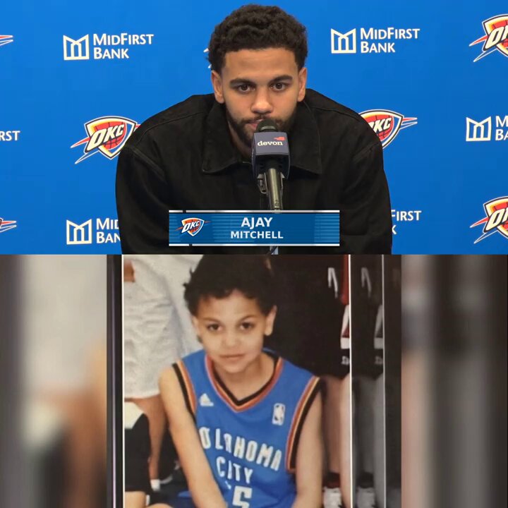 "That picture was crazy... when I got drafted and I saw that picture, I was like that's a sign."

Ajay Mitchell on the viral photo of him wearing an OKC jersey and why Russell Westbrook is a role model to him. 