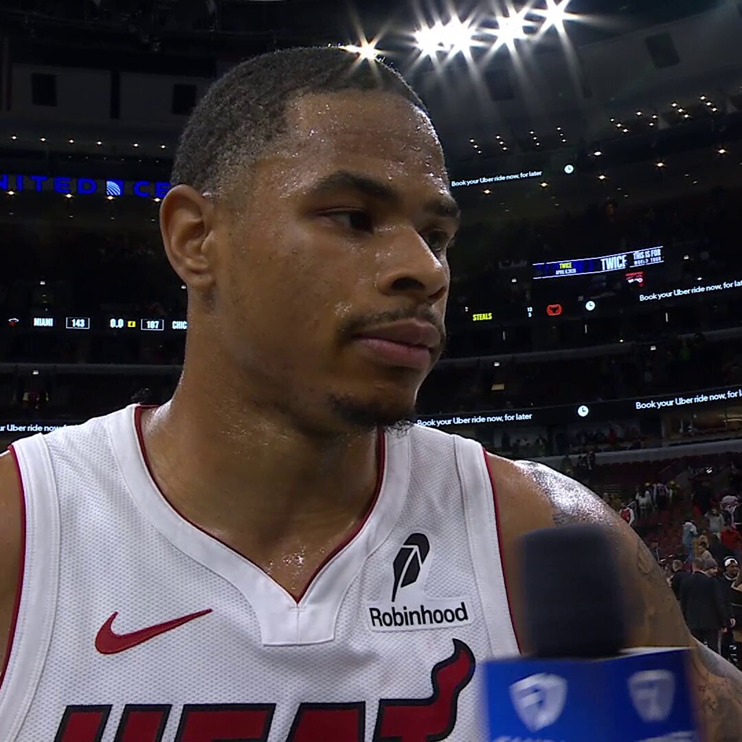 Keshad Johnson showed off his best NBA bark after Miami's big win 😂🐕 