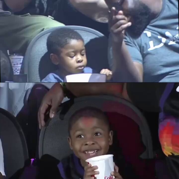 Suns fan Sterling was back on the Jumbotron, but this time he was ready for his moment 😁🍿  