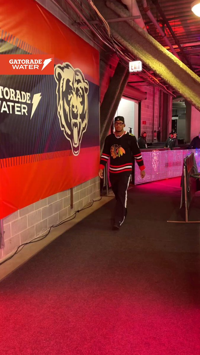 DJ wearing everyone's favorite new/old Blackhawks jersey